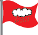red flag with image of a rain cloud